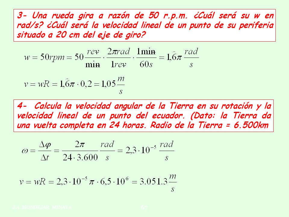 Velocidad lineal y angular